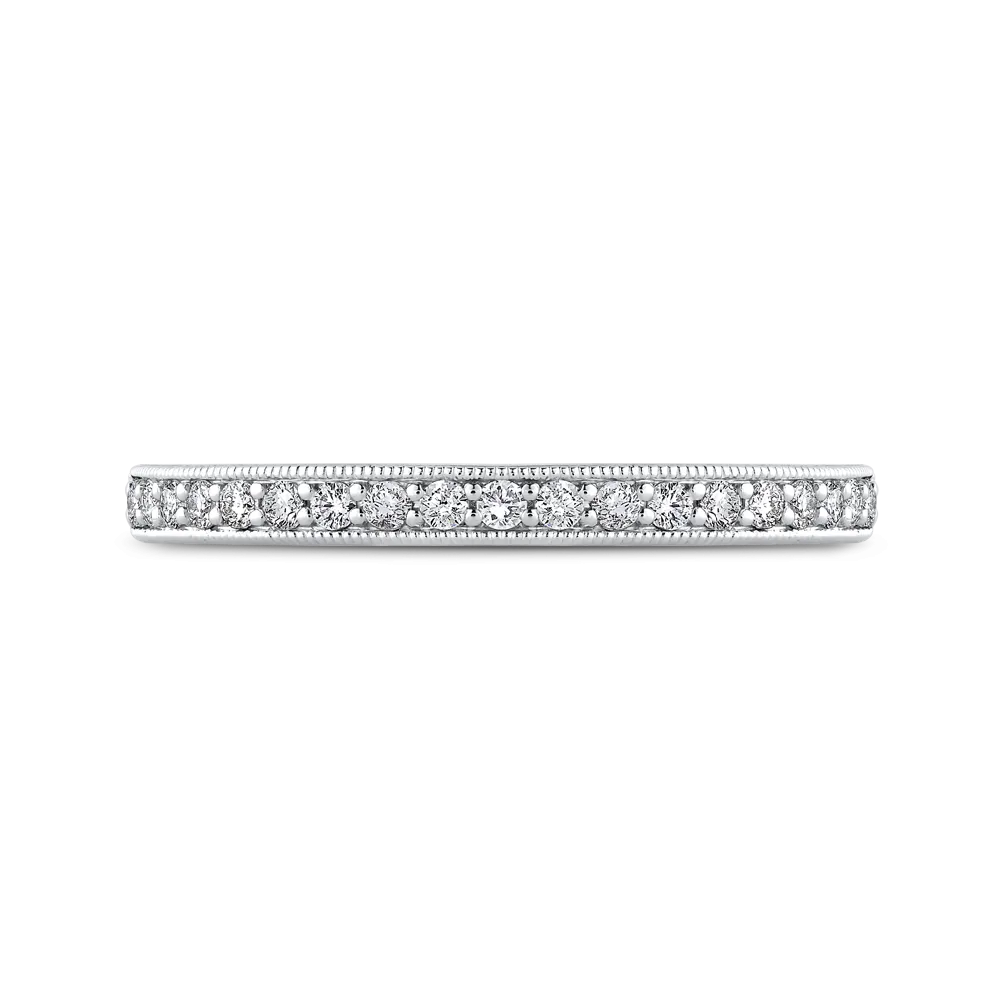 14K White Gold Round Diamond Half Eternity Wedding Band