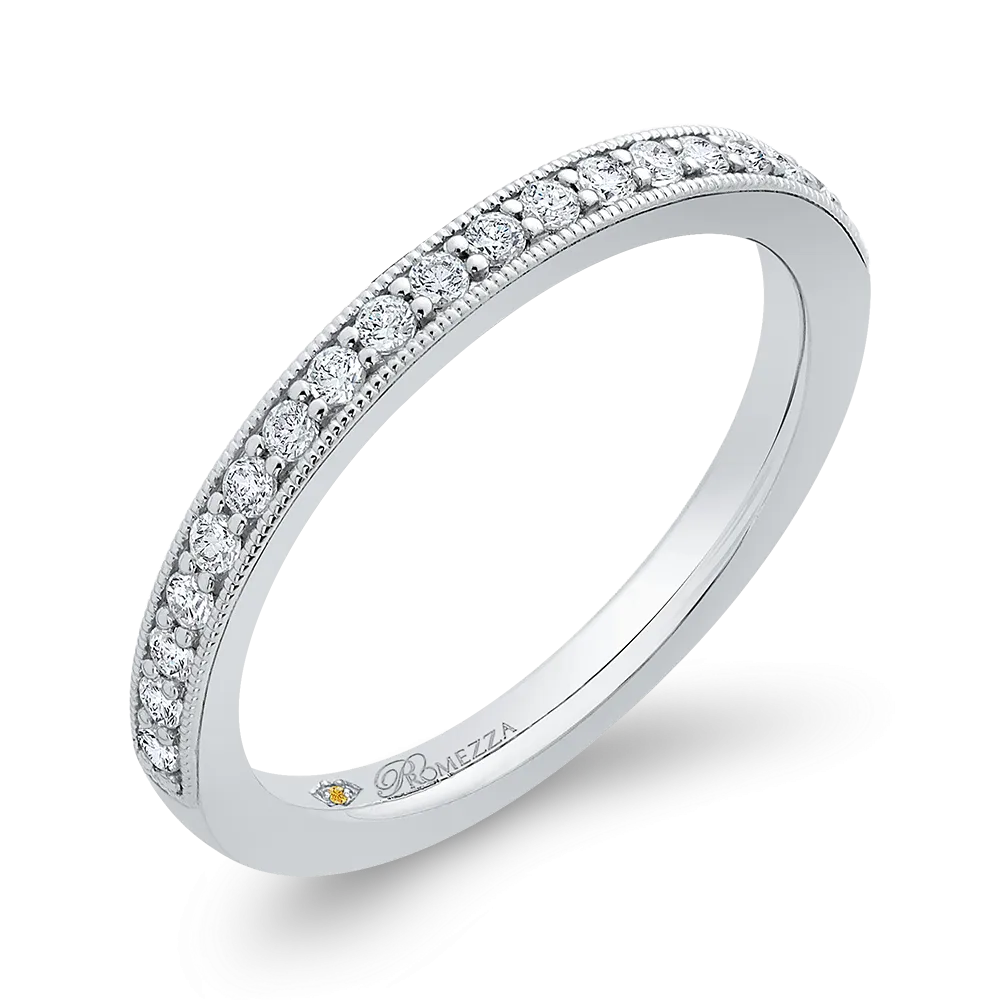 14K White Gold Round Diamond Half Eternity Wedding Band