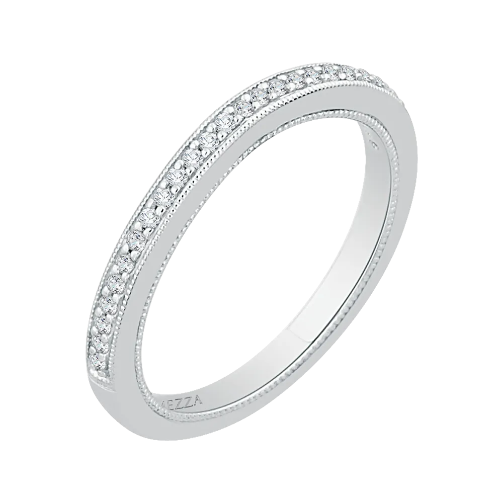 14K White Gold Round Diamond Half Eternity Wedding Band