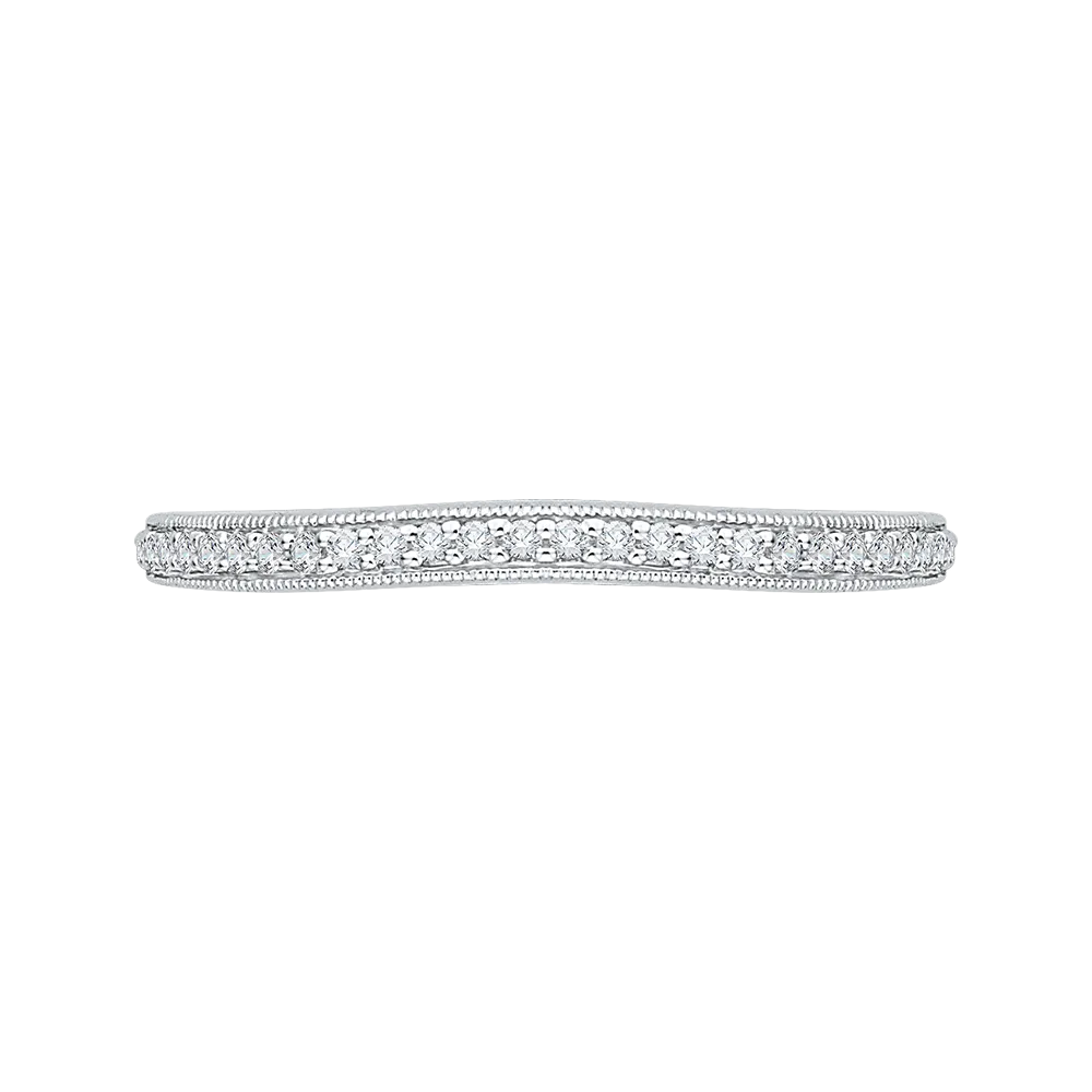 14K White Gold Round Diamond Half Eternity Wedding Band