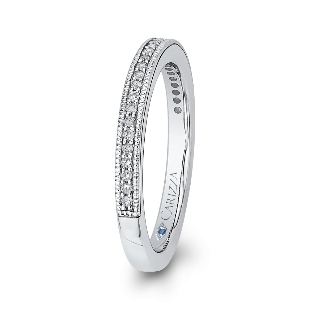 14K White Gold Round Diamond Half Eternity Wedding Band