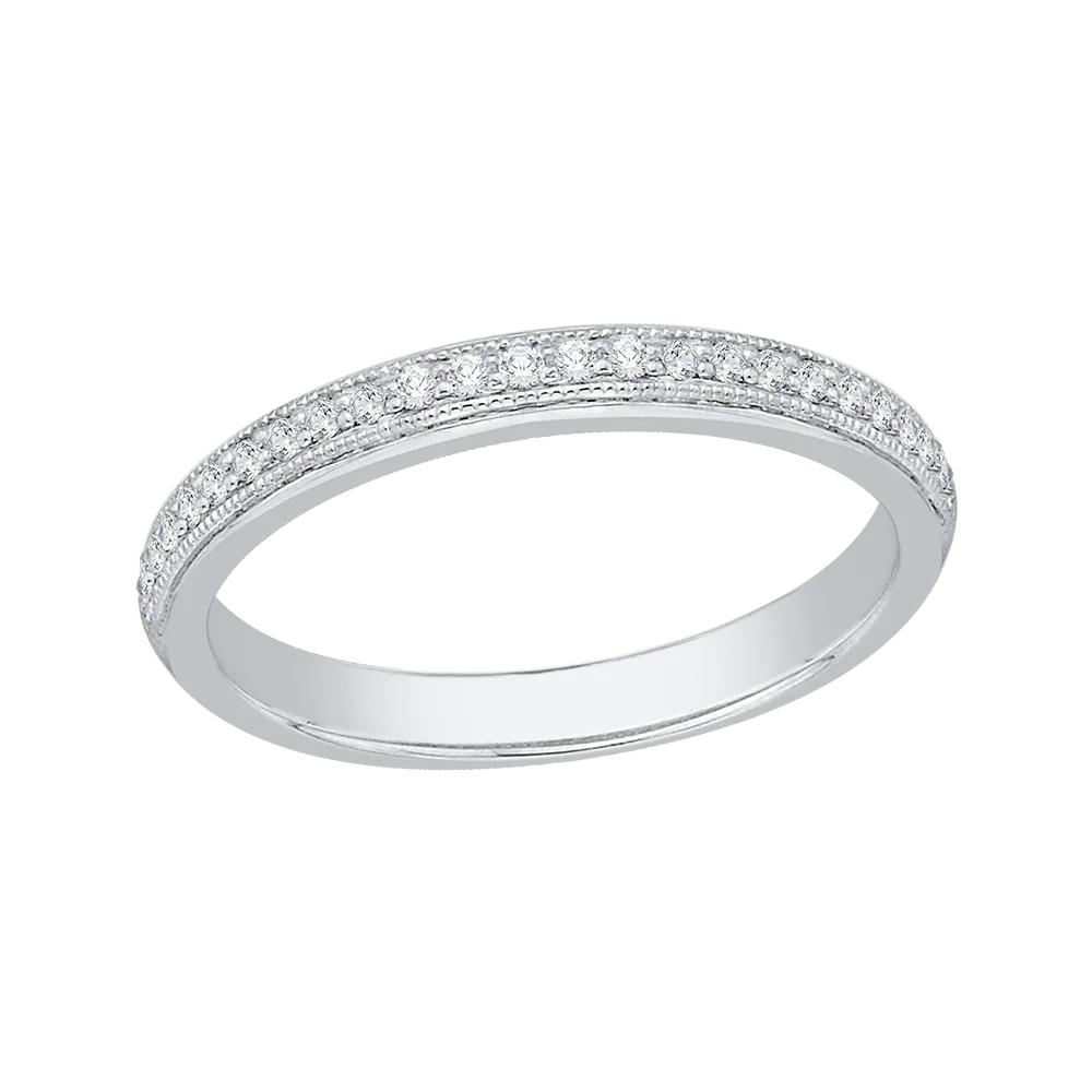 14K White Gold Round Diamond Half Eternity Wedding Band