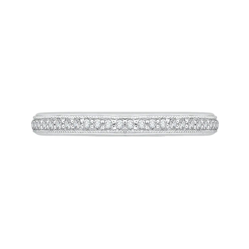 14K White Gold Round Diamond Half Eternity Wedding Band