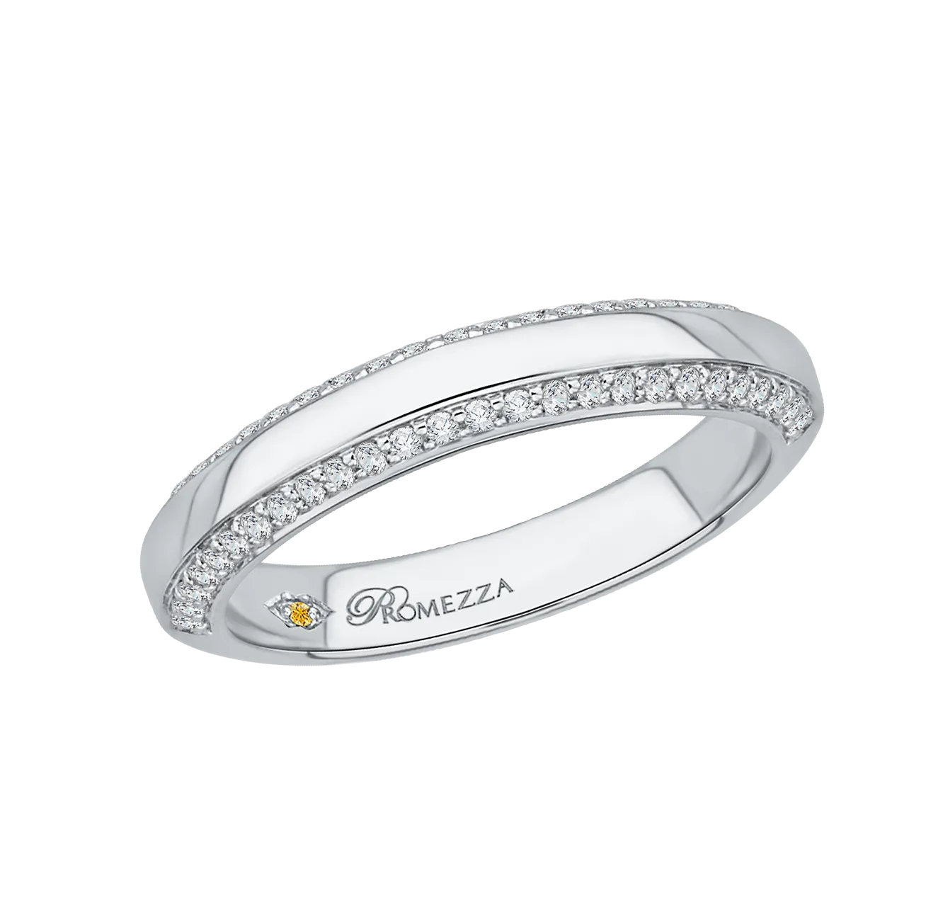 14K White Gold Round Diamond Wedding Band