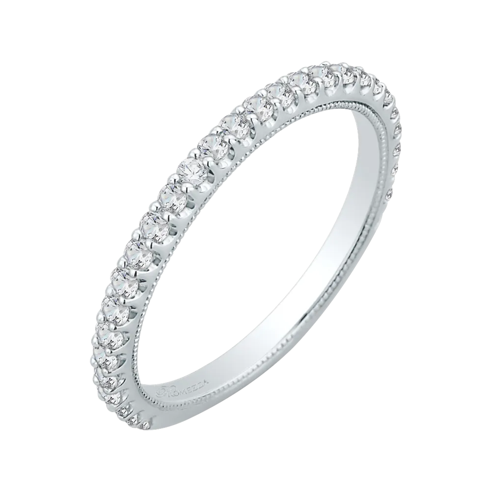 14K White Gold Round Diamond Wedding Band