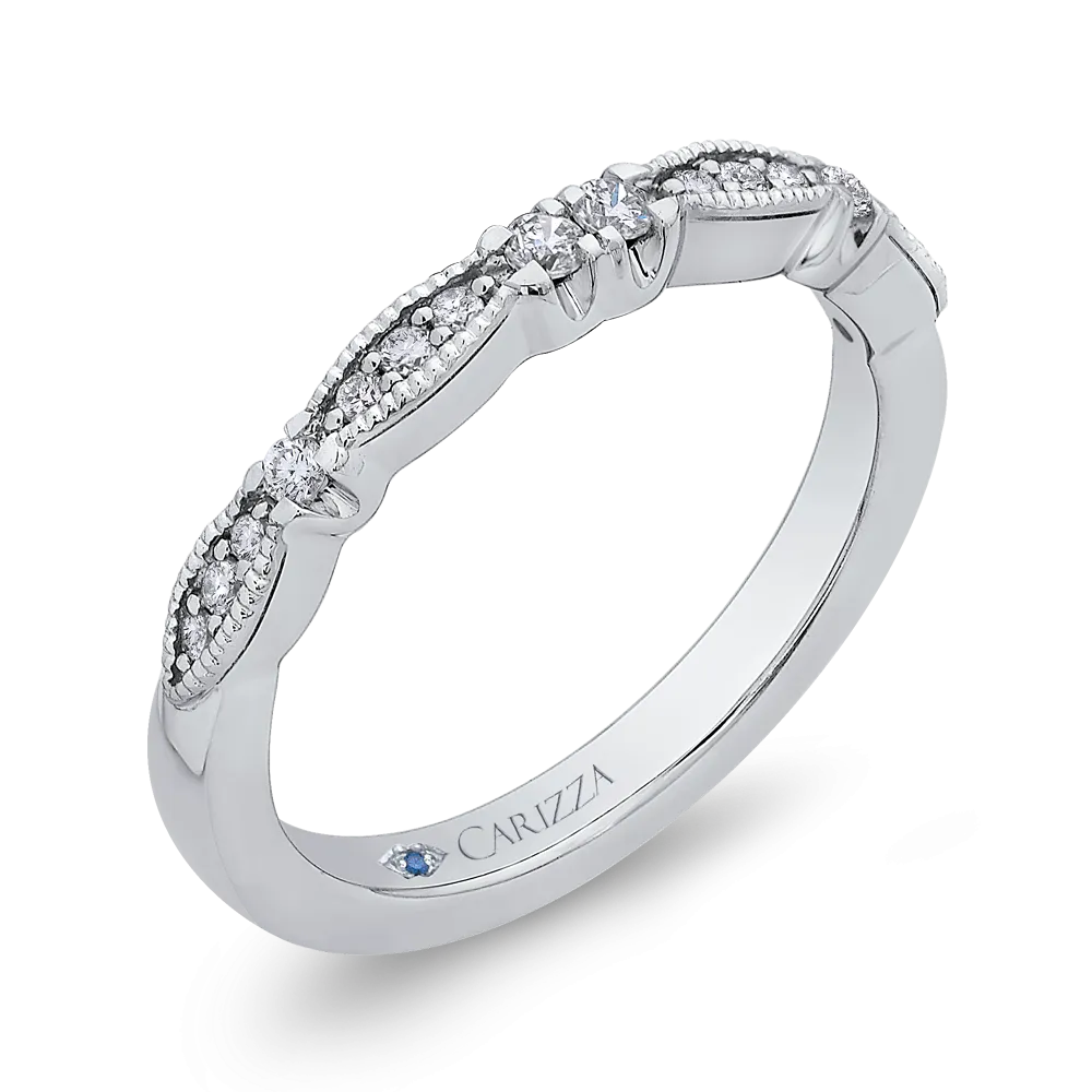 14K White Gold Round Diamond Wedding Band