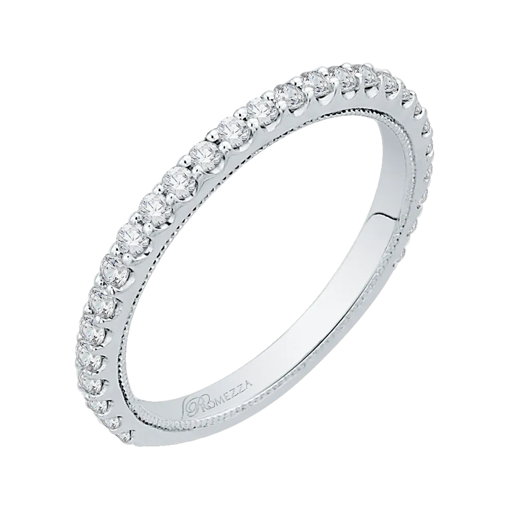 14K White Gold Round Diamond Wedding Band