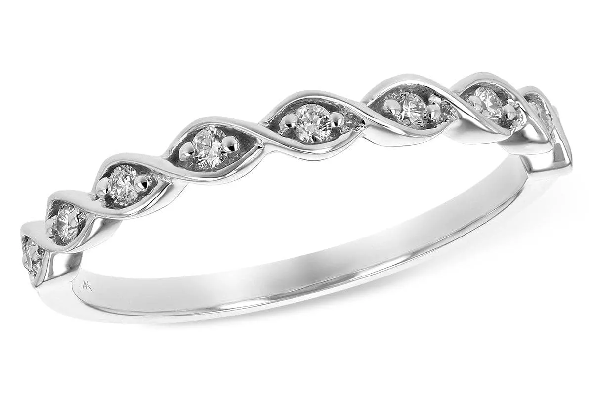 14K White Gold Woven Diamond Stackable Ring