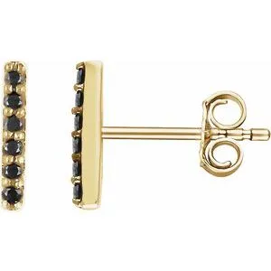 14K Yellow 1/10 CTW Natural Black Diamond Bar Earrings