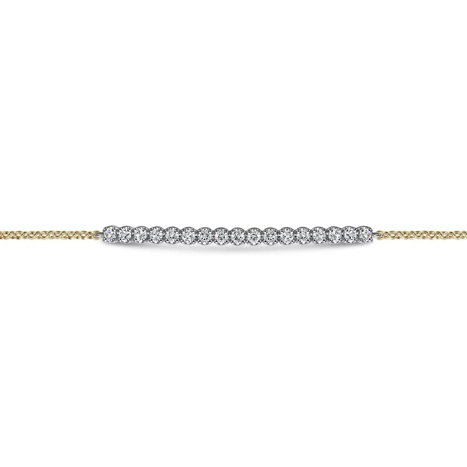 14K Yellow & White Sapphire Bar Bracelet