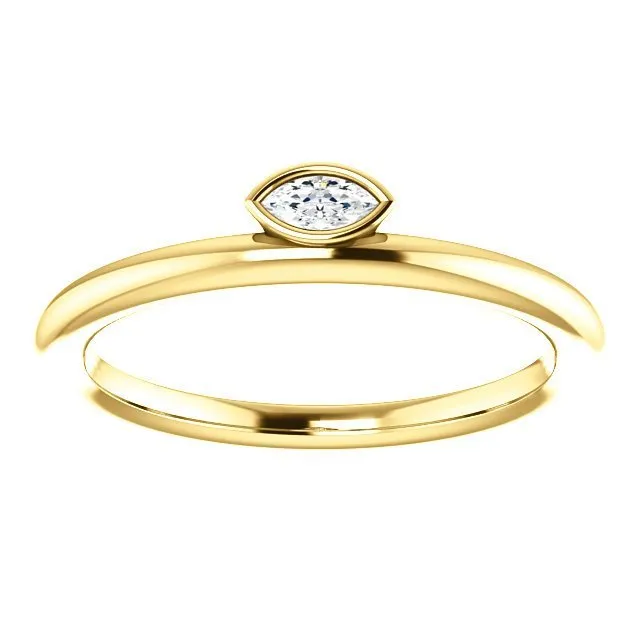 14KT GOLD .07 CTW DIAMOND ASYMMETRICAL STACKABLE RING