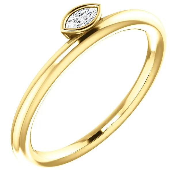 14KT GOLD .07 CTW DIAMOND ASYMMETRICAL STACKABLE RING