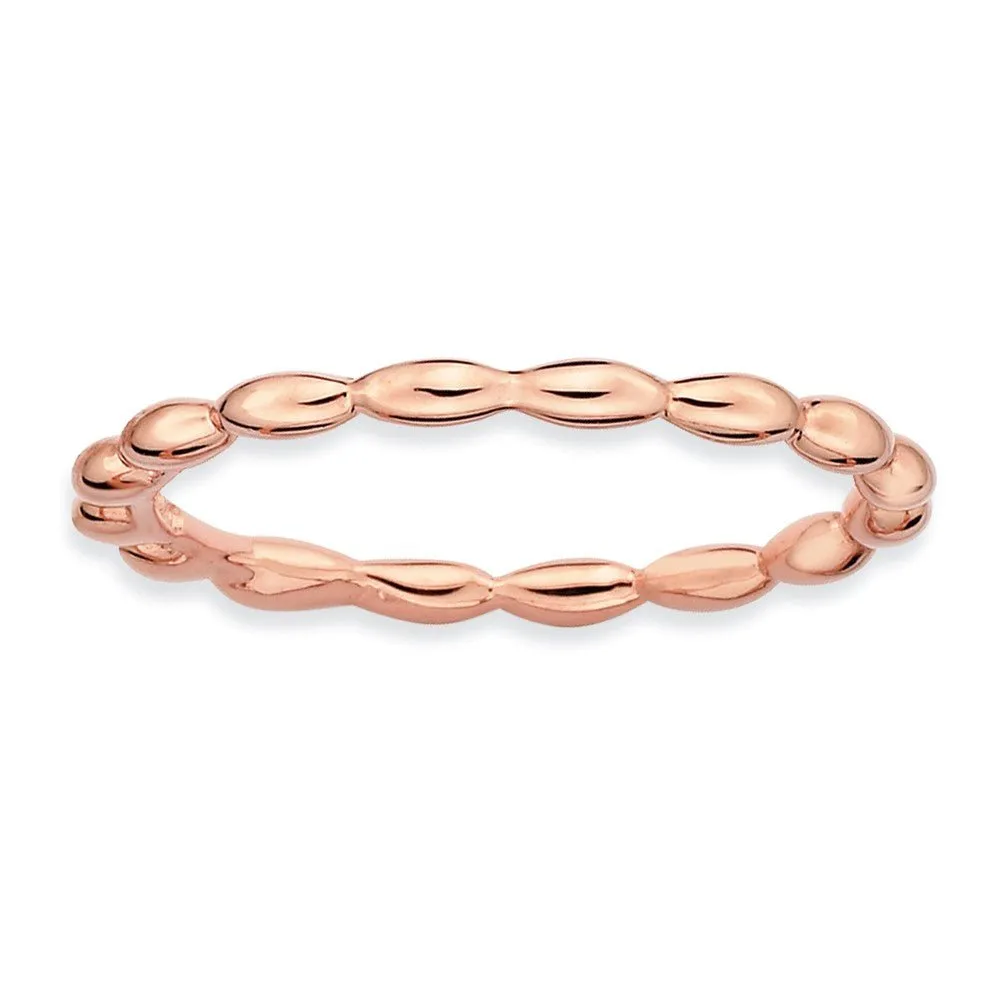 1.5mm 14k Rose Gold Plated Sterling Silver Stackable Rice Bead Band