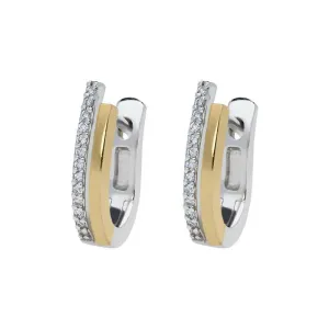 18ct White and Yellow Gold 0.13ct Diamond Hoop Earrings