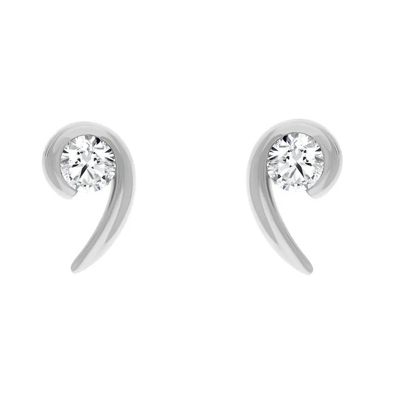 18ct White Gold .56ct Diamond Swirl Stud Earrings D