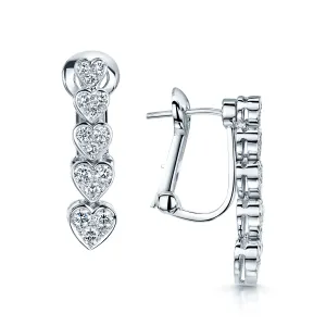 18ct White Gold Five Heart Diamond Earrings