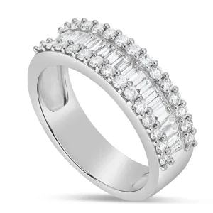 18K White Gold 0.96ct Baguette Diamond Half Eternity Ring