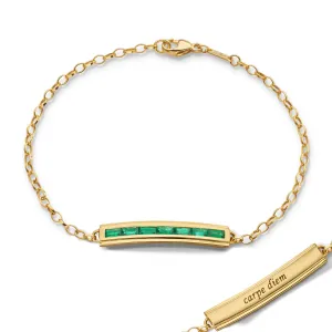 18K YELLOW GOLD 7-INCH BAGUETTE CUT EMERALD POSEY BRACELET