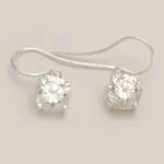 2 CT Clear CZ Sterling Silver Dangle Earrings