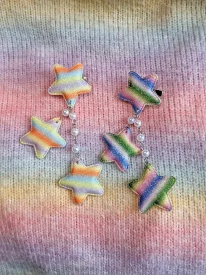 2-Way Striped Glitter Star Clips- Choose your color