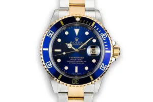 2000 Rolex Two-Tone Submariner 16613 Blue Dial