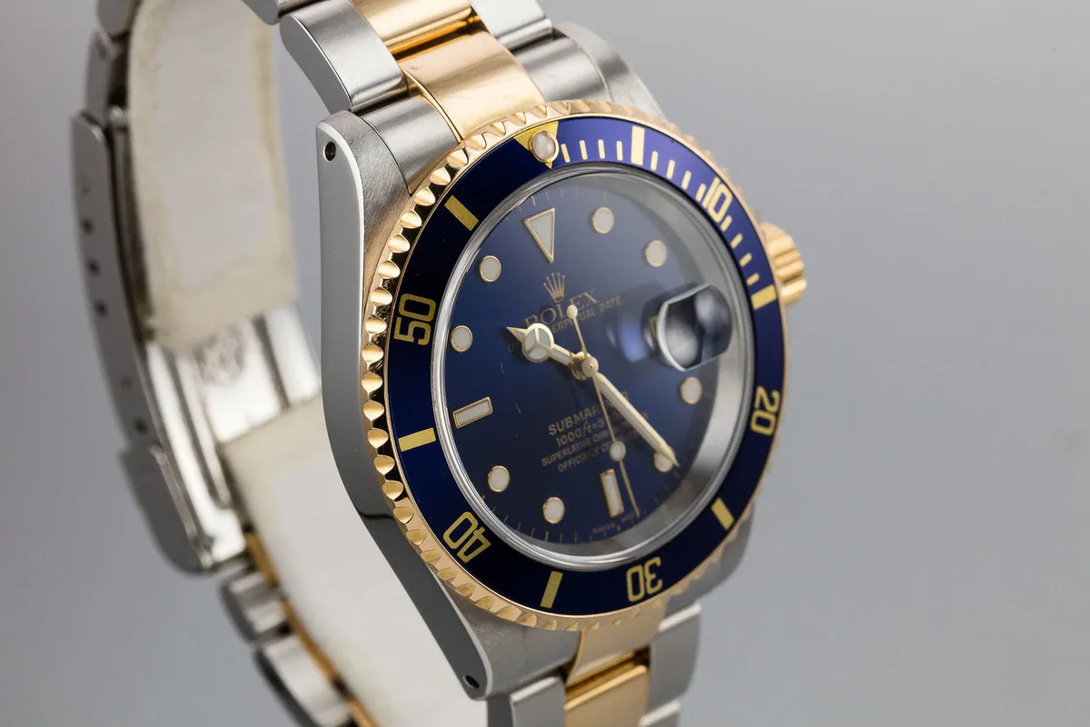 2000 Rolex Two-Tone Submariner 16613 Blue Dial