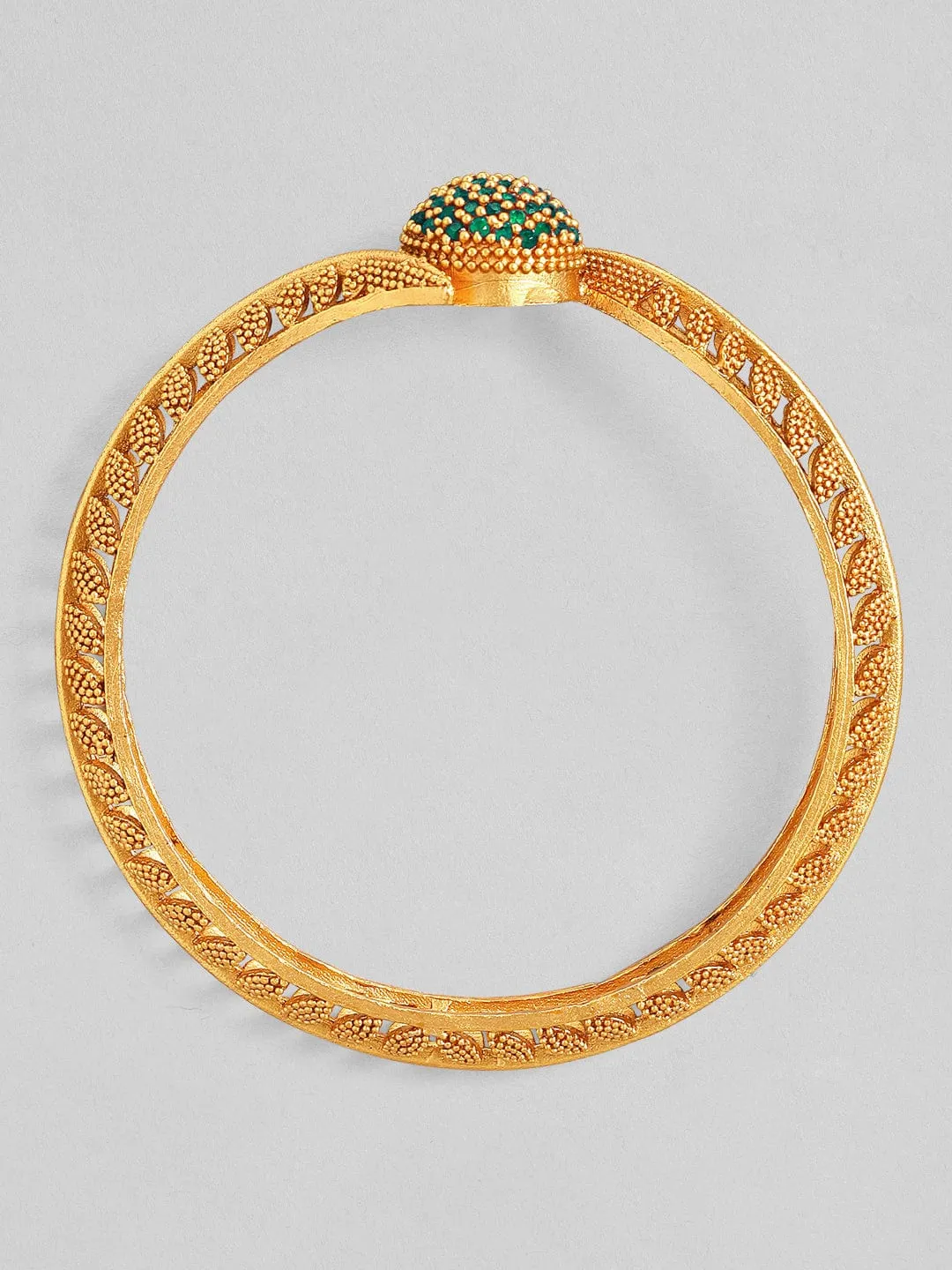 22K Gold Plated Emerald Stone Studded Set of 2 Bangles