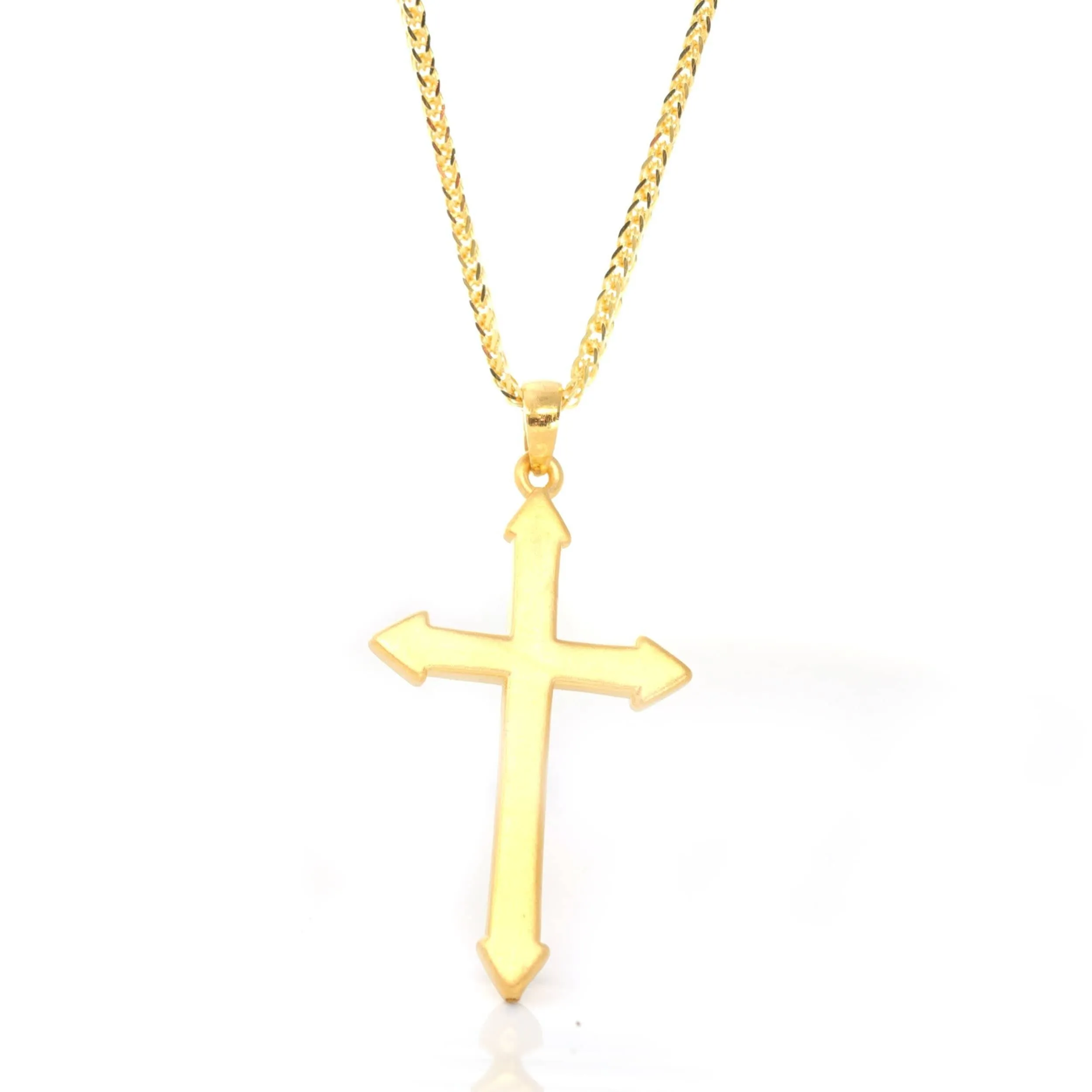 24K Yellow Gold Cross Pendant Necklace