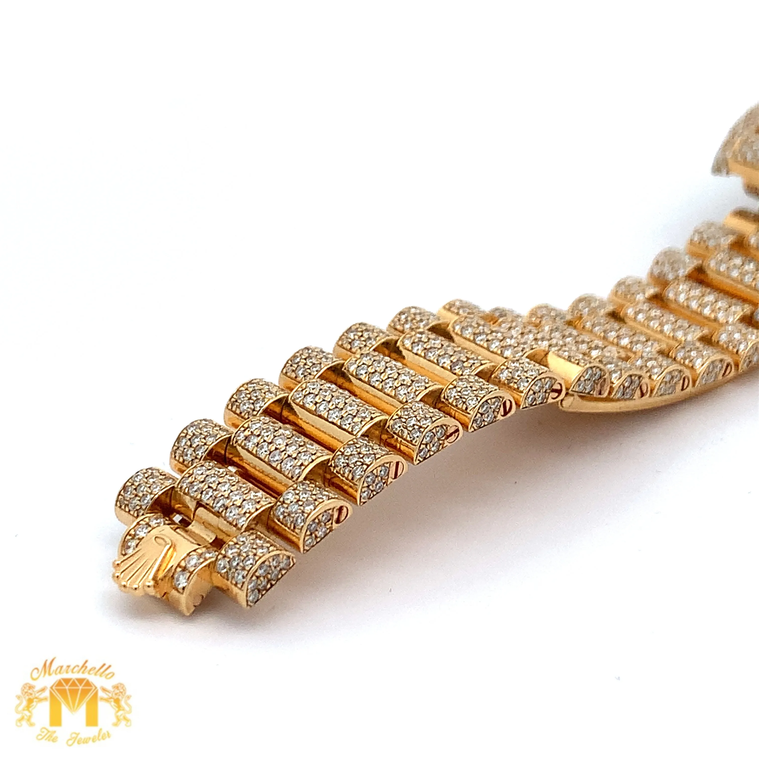 40mm Iced out 18k yellow gold  Rolex Presidential Day-Date Watch   Free Diamond Bracelet and Surprise Diamond Earrings