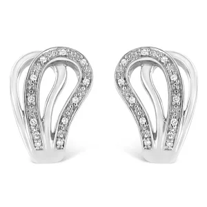 .925 Sterling Silver Pave-Set Diamond Accent Horseshoe Hoop Earring (I-J Color, I1-I2 Clarity)