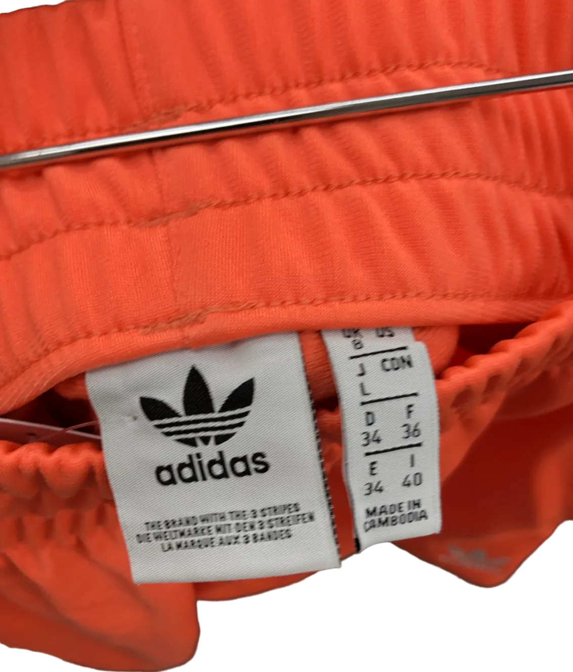 adidas Orange Three Stripe Coral Shorts UK L