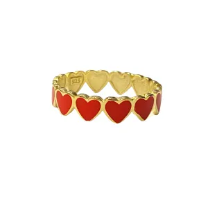 Amore Heart Red Enamel Eternity Ring