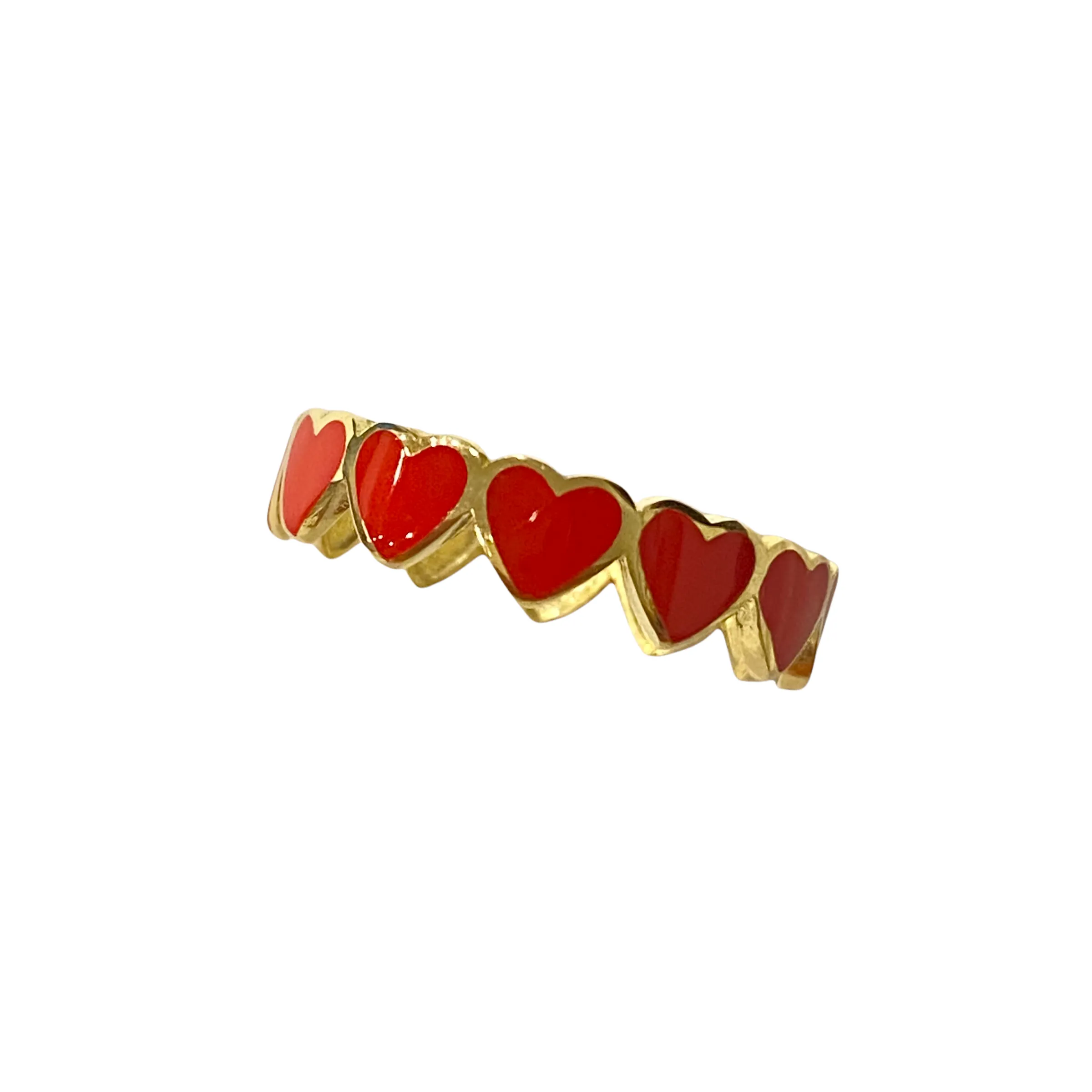 Amore Heart Red Enamel Eternity Ring