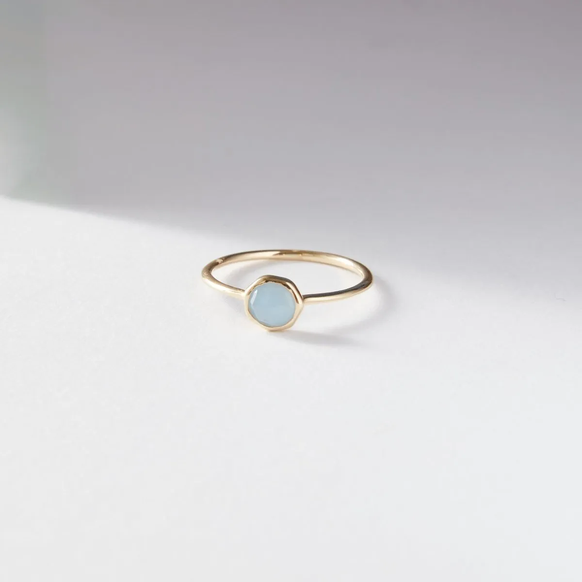 aquamarine mini mood ring - 10k yellow gold, aquamarine