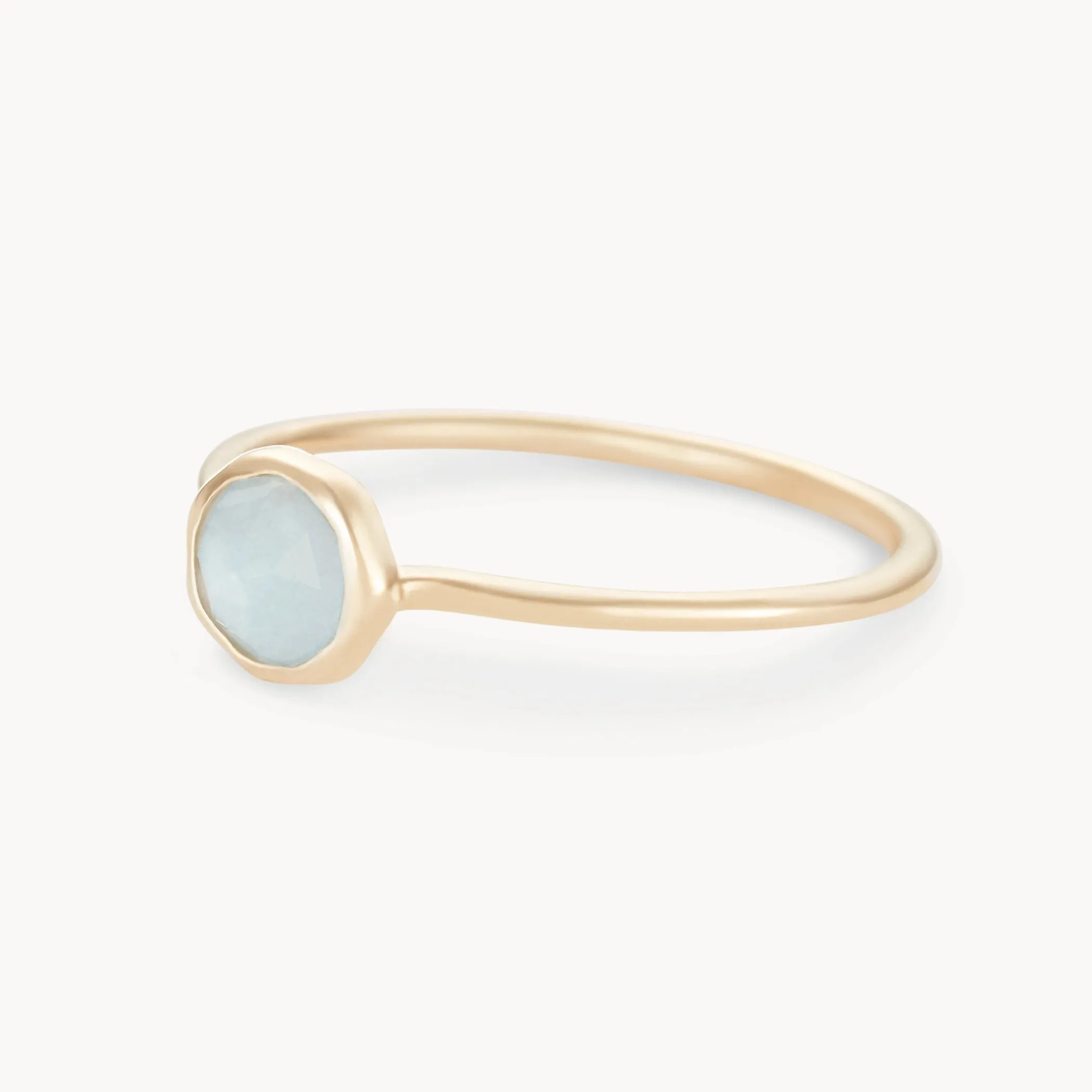 aquamarine mini mood ring - 10k yellow gold, aquamarine