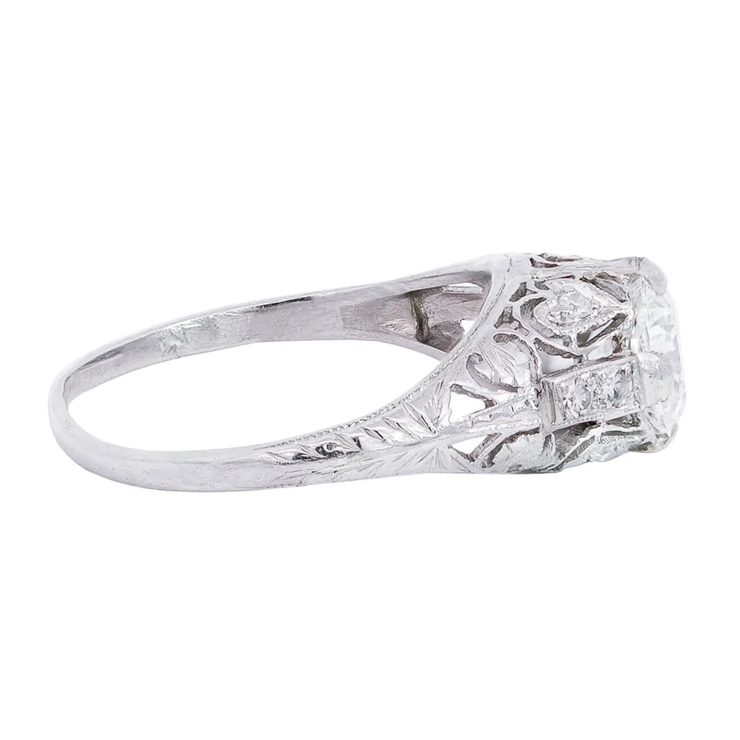 Art Deco Platinum   Diamond Engagement Ring 1.21ct