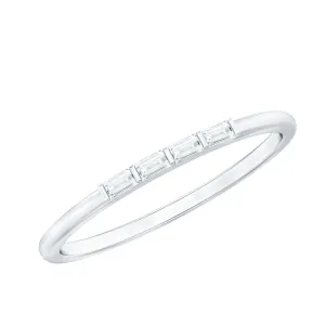 Baguette Cut Diamond Stackable Ring in Bar Setting