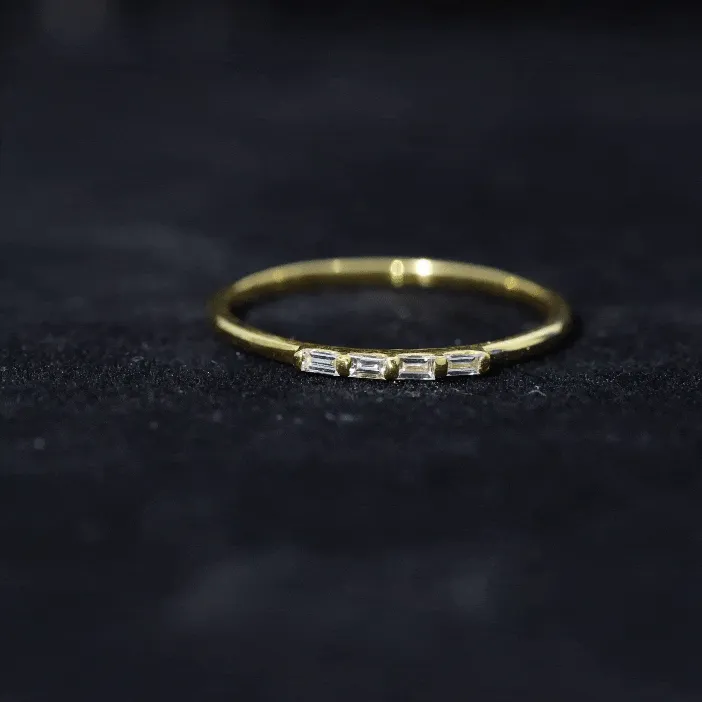 Baguette Cut Diamond Stackable Ring in Bar Setting