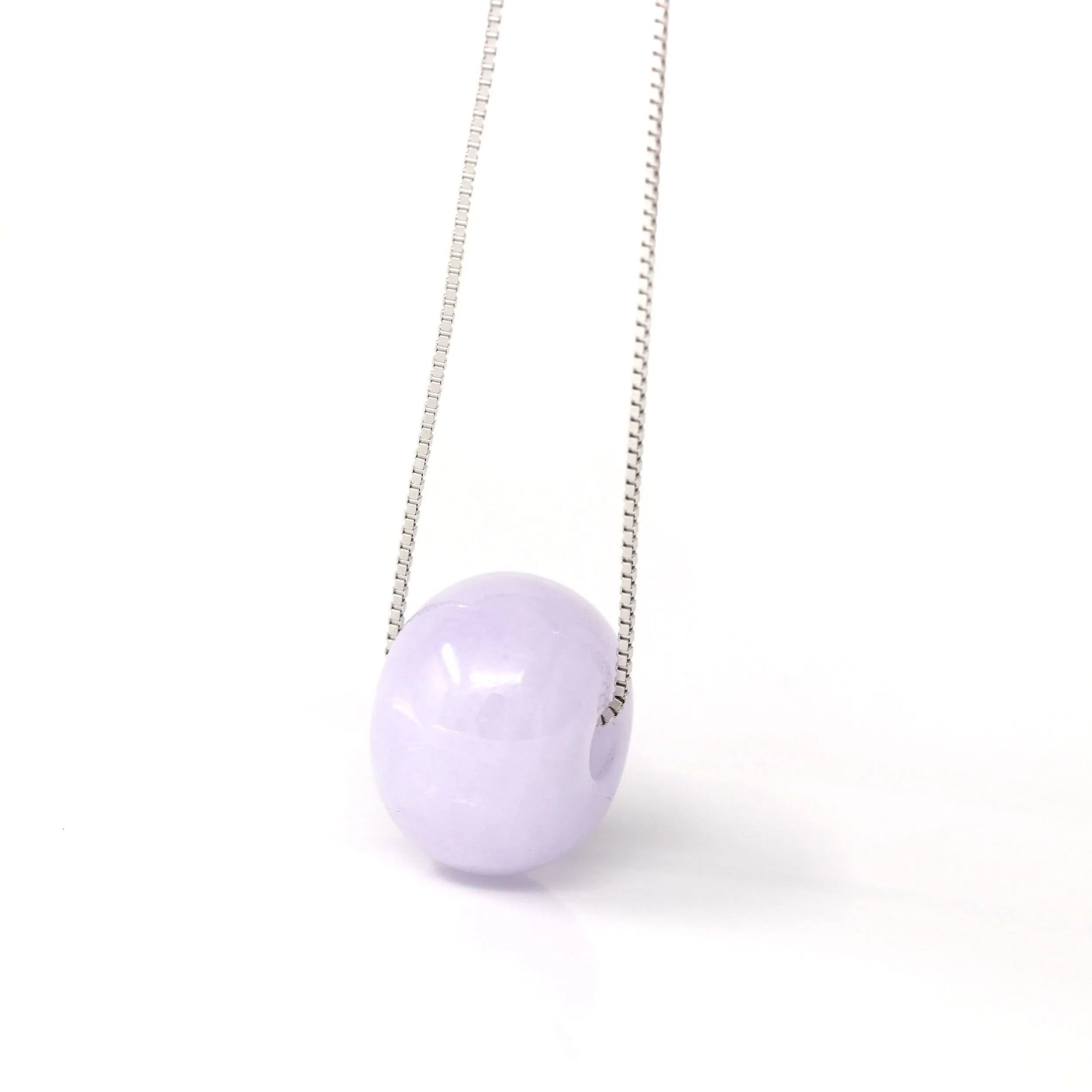 Baikalla™ "Good Luck Button" Necklace Real Lavender-Green Jade Lucky KouKou Pendant Necklace