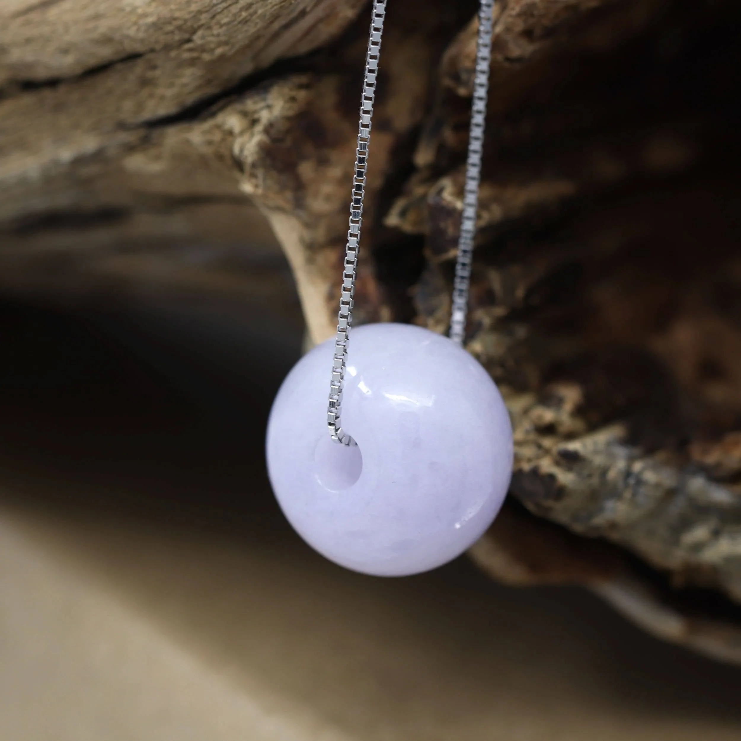 Baikalla™ "Good Luck Button" Necklace Real Lavender-Green Jade Lucky KouKou Pendant Necklace