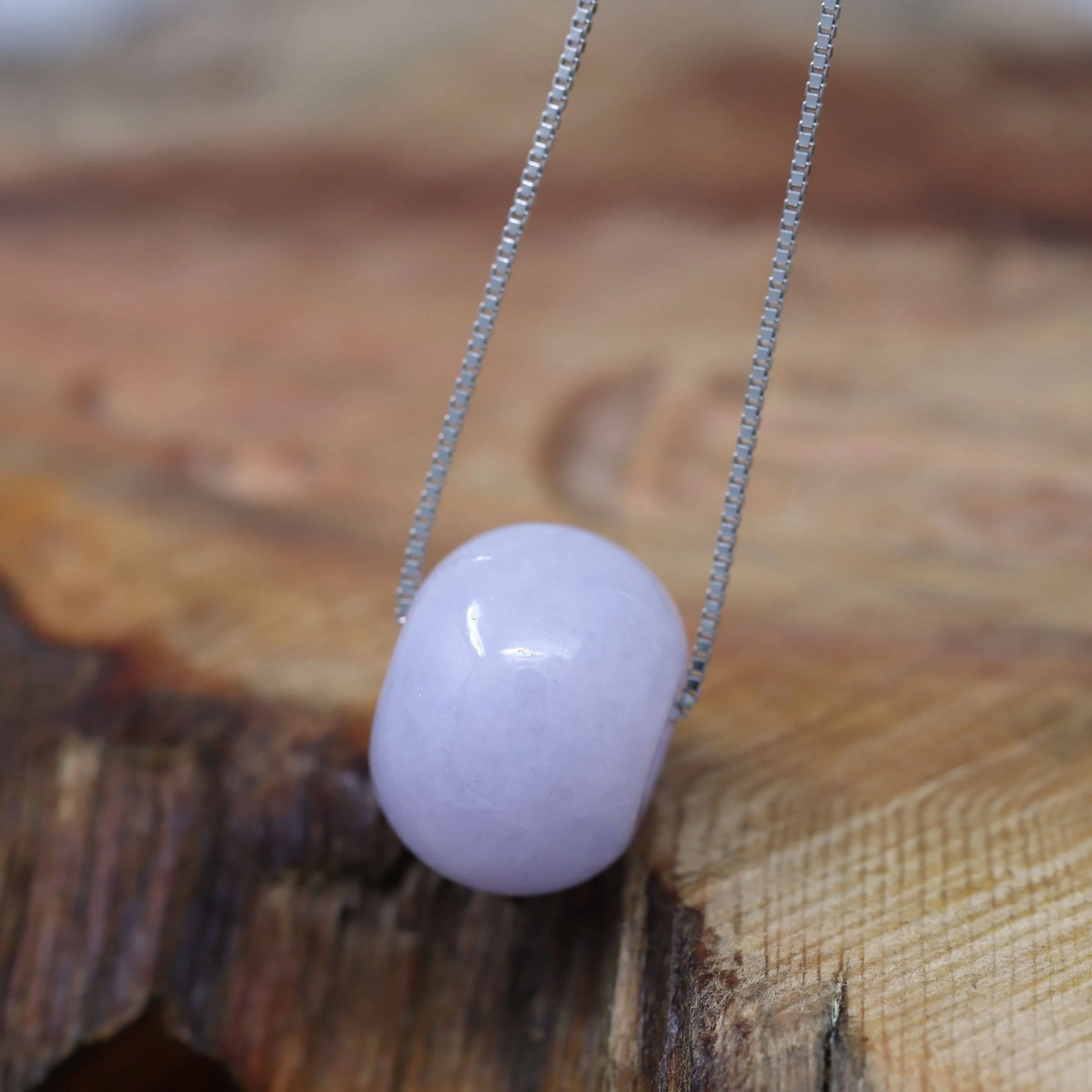 Baikalla™ "Good Luck Button" Necklace Real Lavender-Green Jade Lucky KouKou Pendant Necklace