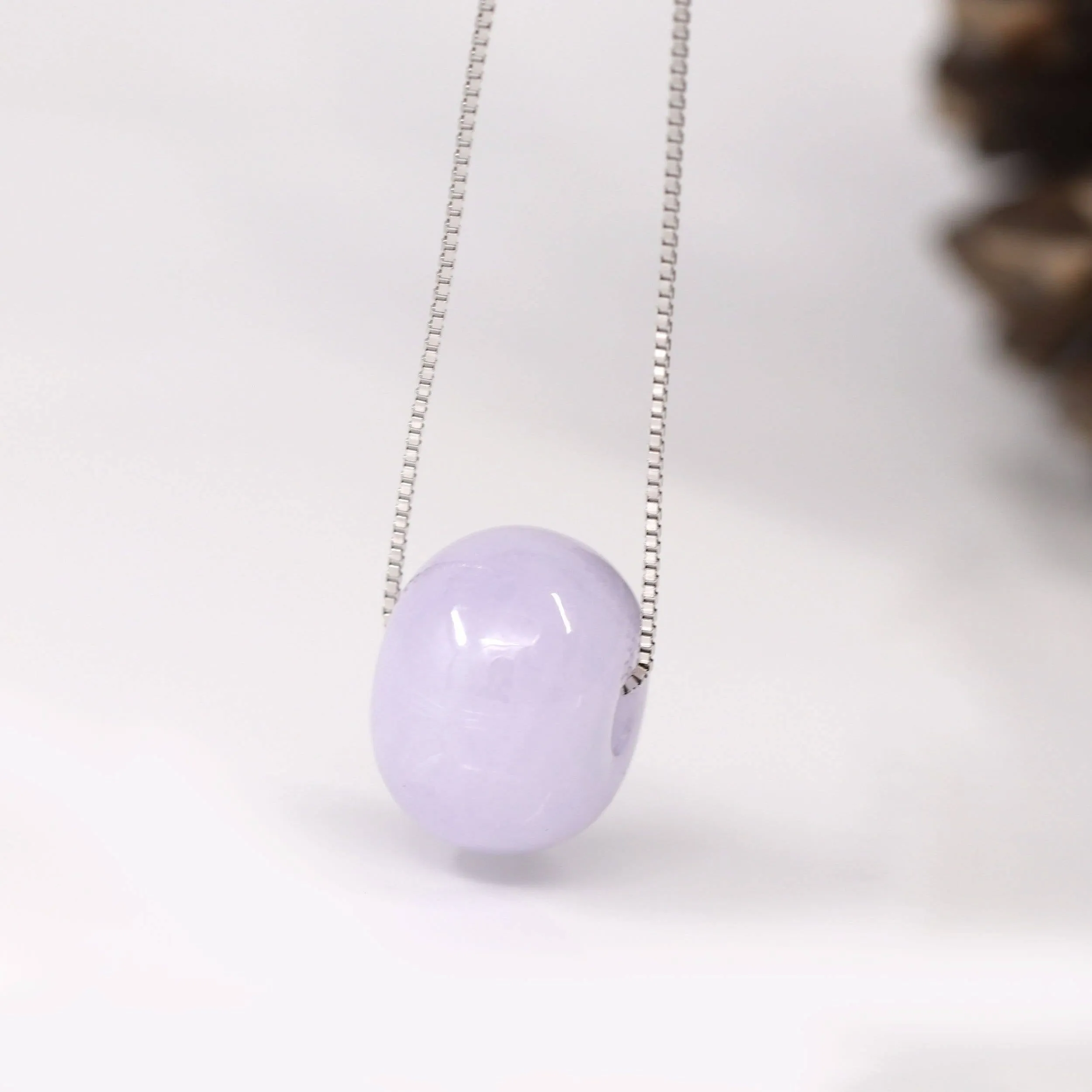 Baikalla™ "Good Luck Button" Necklace Real Lavender-Green Jade Lucky KouKou Pendant Necklace