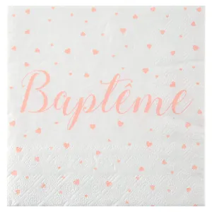 Baptism 20 Luncheon Napkins Coral 13x13in