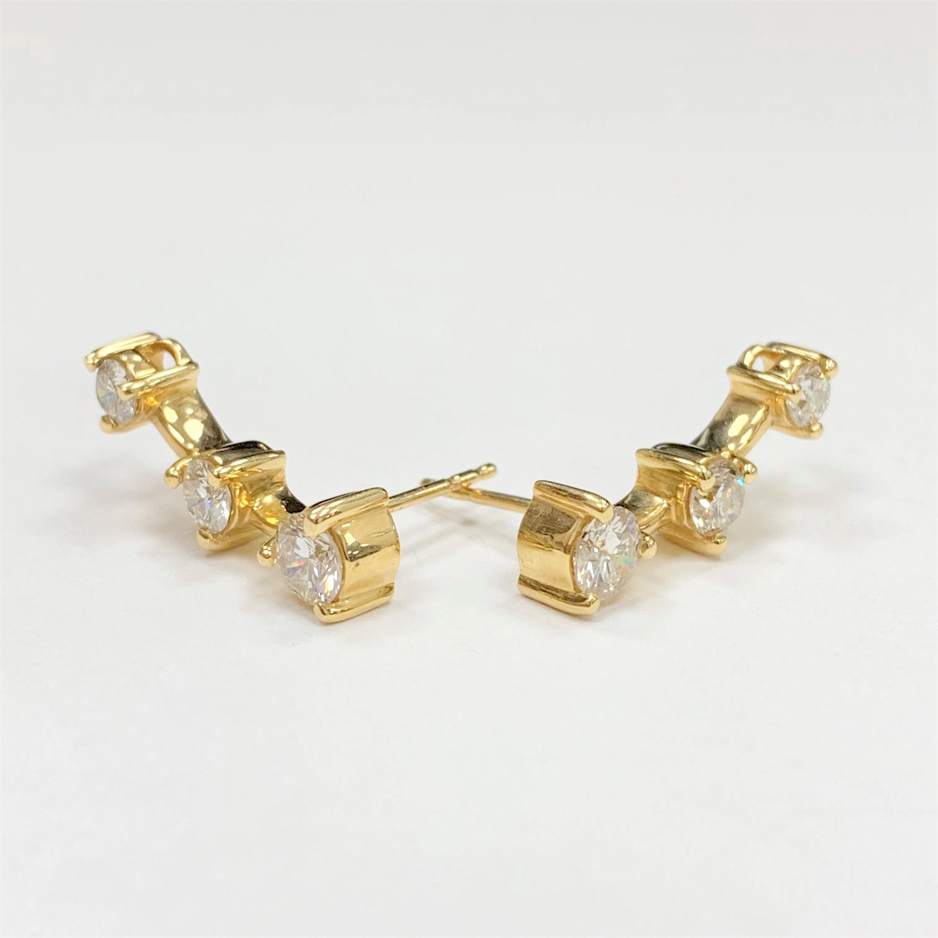 Beauvince Grape Wine Ear Climbers / Falls (1.10 ct Diamonds) in Yellow Gold