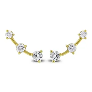 Beauvince Grape Wine Ear Climbers / Falls (1.10 ct Diamonds) in Yellow Gold