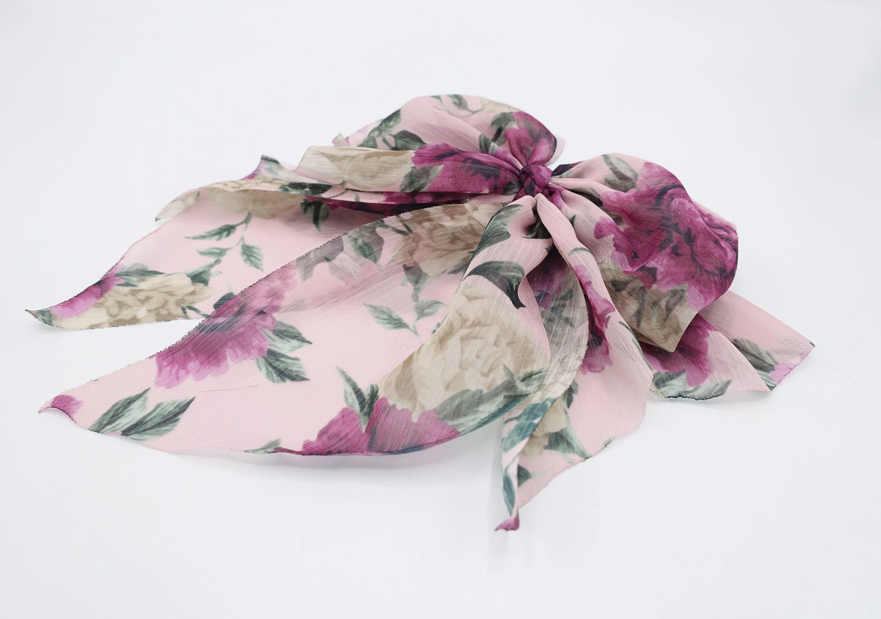 big floral chiffon hair bow feminine hair accessory