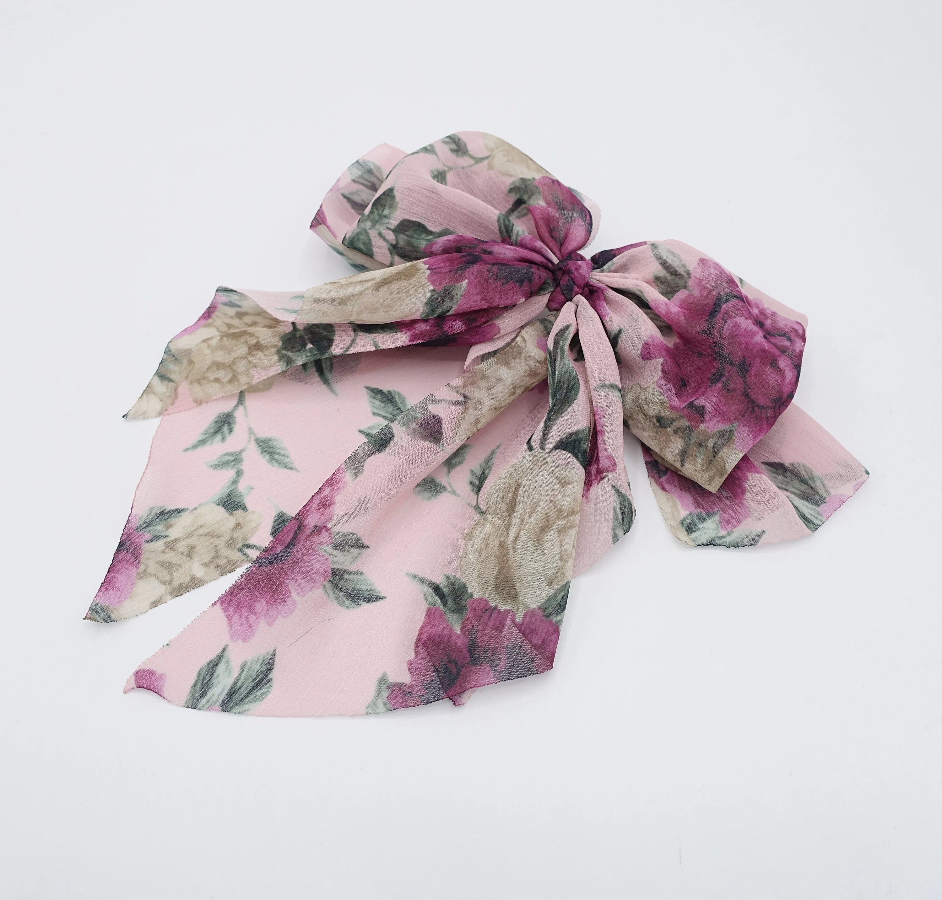 big floral chiffon hair bow feminine hair accessory