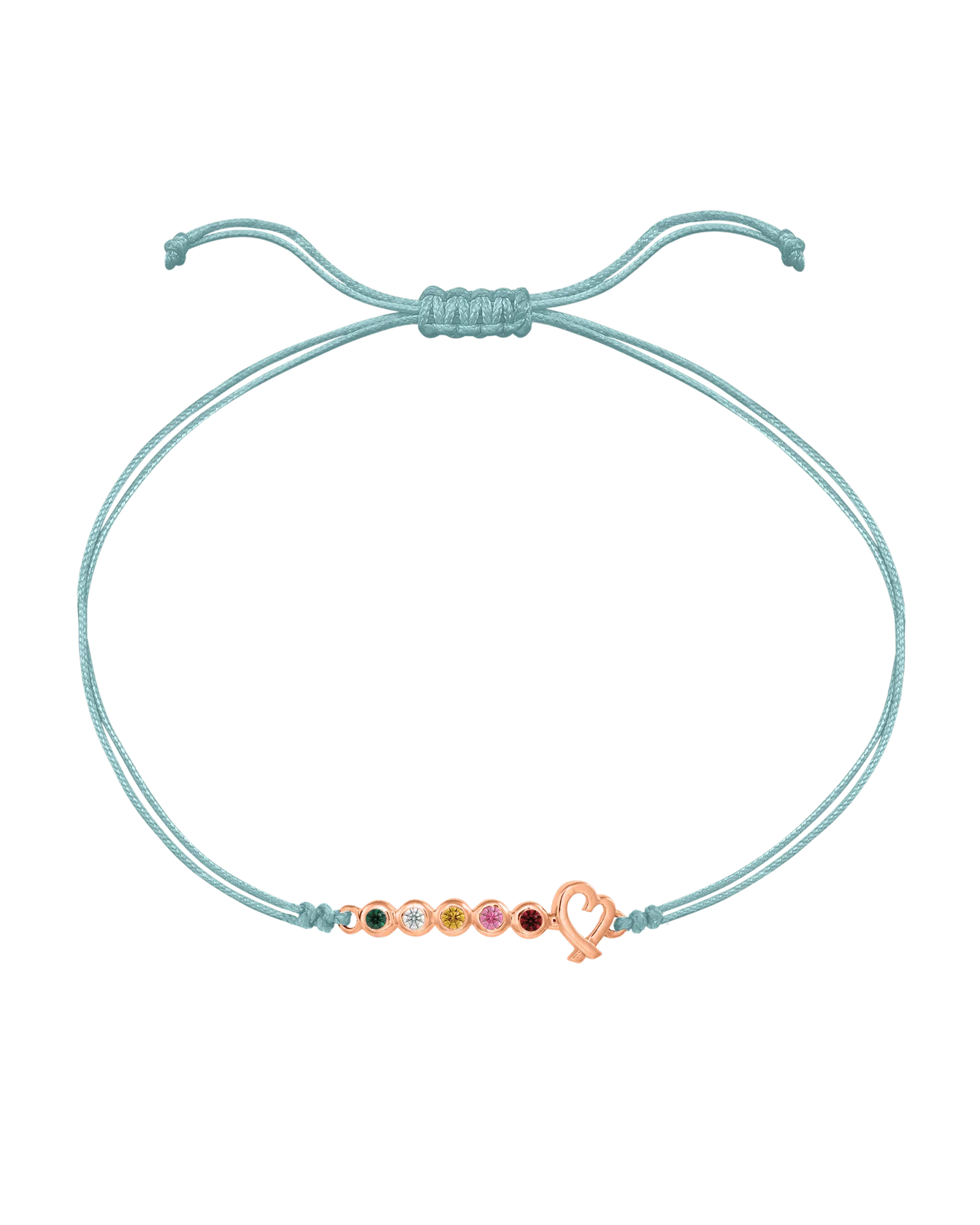 Birthstone Bar Heart Bracelet - 14K Rose Gold