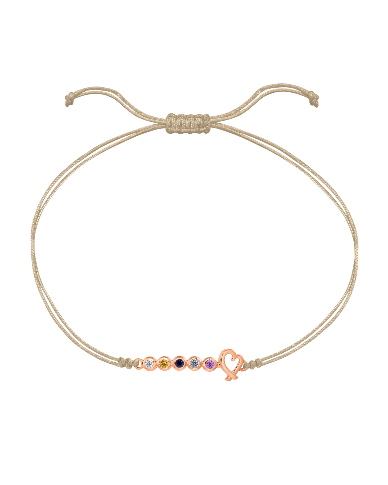 Birthstone Bar Heart Bracelet - 14K Rose Gold