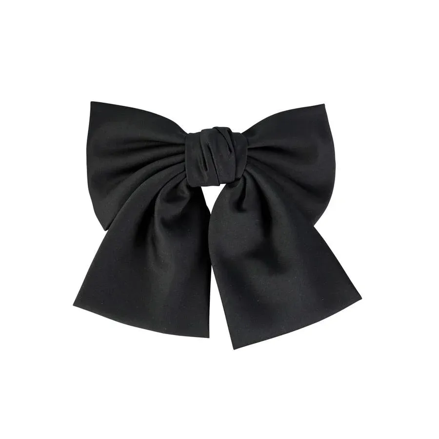 Black Satin Bow Barrette